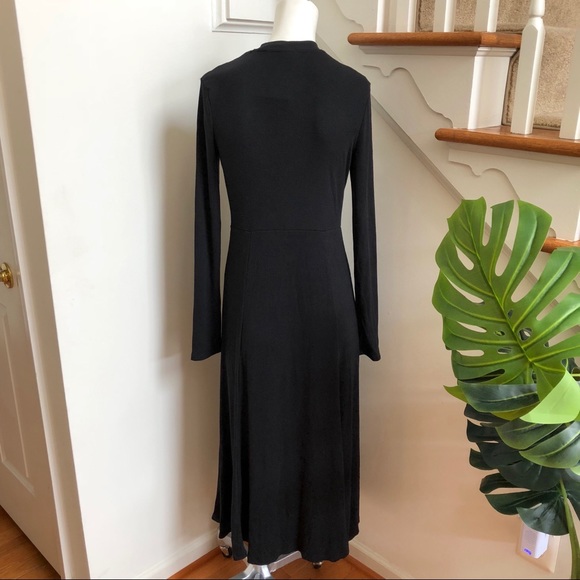 ❌SOLD | Who What Wear Black Ribbed Long Midi Dress - Picture 5 of 8